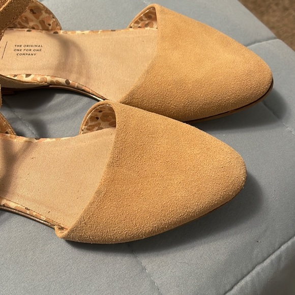 Toms Womens Julie Tan Suede D'Orsays Ankle Strap Pointed Toe Flats Shoes Used - Picture 3 of 10